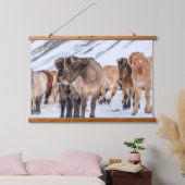 IJslandse paarden in de winterperiode nabij de Hof Hangend Wandkleed (Slaapkamer)
