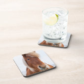 IJslandse paarden tijdens de winter Bier Onderzetter (Rechterzijde)