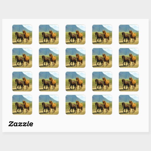 IJslandse Paarden Vierkante Sticker (Vel)