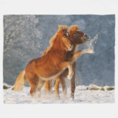 IJslandse paardenfokkerij op sneeuwfoto Fleece Deken (Voorkant (Horizontaal))
