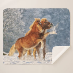 IJslandse paardenfokkerij op sneeuwfoto Sherpa Deken