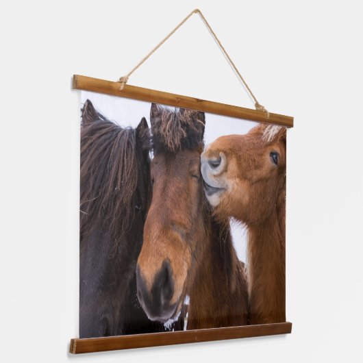 IJslandse paardenvrienden Hangend Wandkleed (Gebogen)