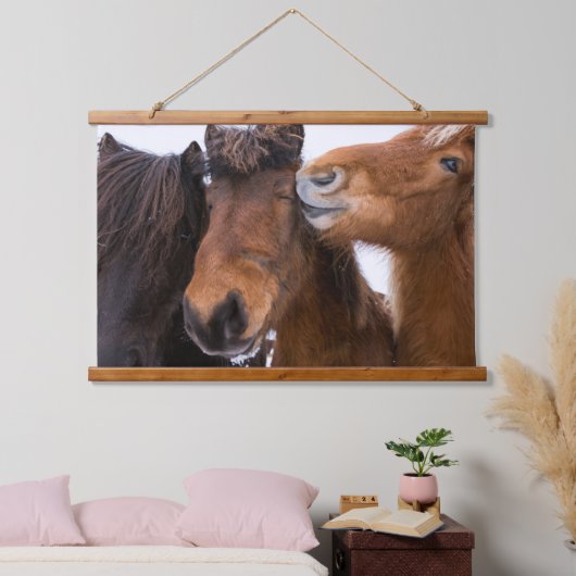 IJslandse paardenvrienden Hangend Wandkleed (Slaapkamer)