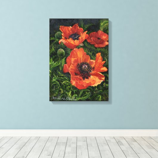 "IJslandse papaver" Canvas Afdruk (Insitu (Houten vloer))