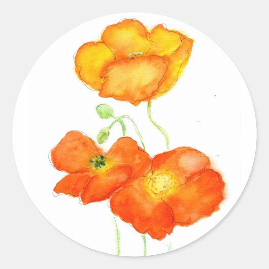 IJslandse papaver-Stickers Ronde Sticker (Voorkant)