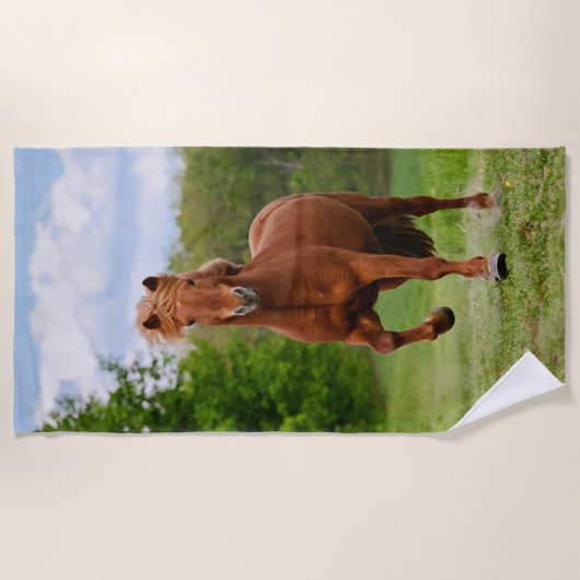 IJslandse Pony bij een Tölt Funny Photo Horse Love Strandlaken (Voorkant)