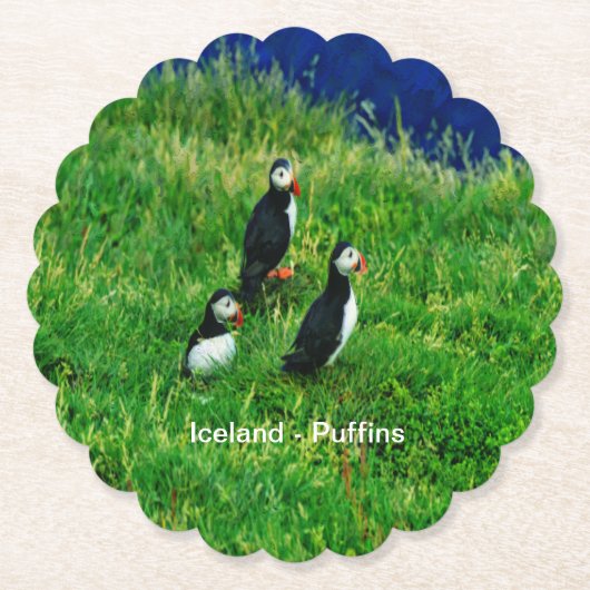 IJslandse Puffins Kartonnen Onderzetters (Voorkant)