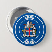 IJslandse Ronde Emblem Button 7,6 Cm (Voorkant /achterkant)