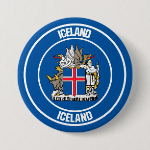 IJslandse Ronde Emblem Button 7,6 Cm