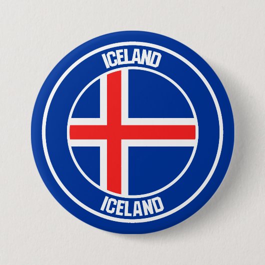 IJslandse Ronde Emblem Button 7,6 Cm (Voorkant)