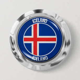 IJslandse Ronde Emblem Button 7,6 Cm
