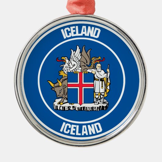 IJslandse Ronde Emblem Metalen Ornament (Voorkant)