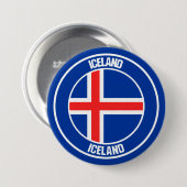 IJslandse Ronde Emblem Ronde Button 7,6 Cm (Voorkant /achterkant)