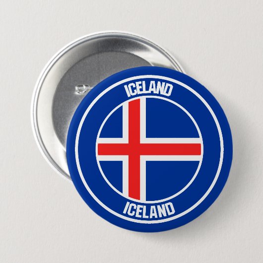 IJslandse Ronde Emblem Ronde Button 7,6 Cm (Voorkant /achterkant)