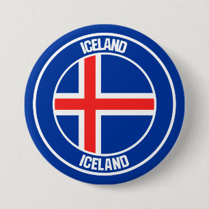 IJslandse Ronde Emblem Ronde Button 7,6 Cm