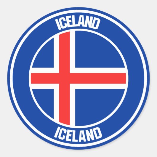 IJslandse Ronde Emblem Ronde Sticker (Voorkant)