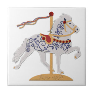 IJslandse Roos Scroll Carrousel Tegeltje