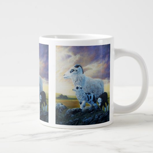 IJslandse schapen, ooien en lammeren, zonnehemel Grote Koffiekop (Rechts)