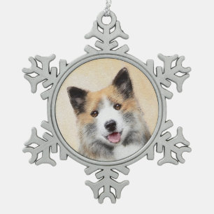 IJslandse scharnierschildering - Oorspronkelijke h Tin Sneeuwvlok Ornament