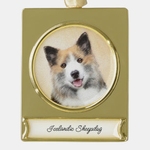 IJslandse scharnierschildering - Oorspronkelijke h Verguld Banner Ornament