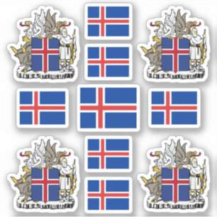 IJslandse staatssymbolen / wapenschild en vlag Sticker
