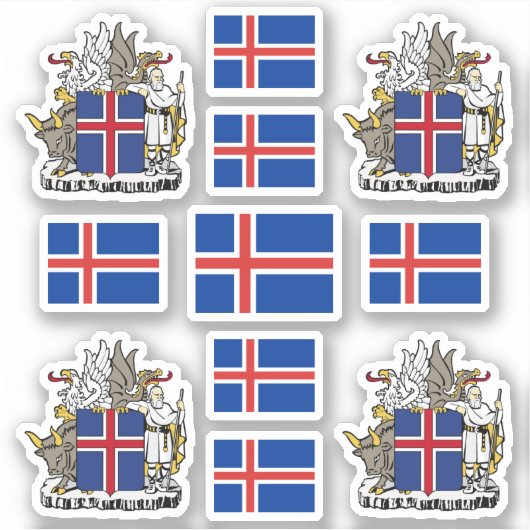 IJslandse staatssymbolen / wapenschild en vlag Sticker (Voorkant)