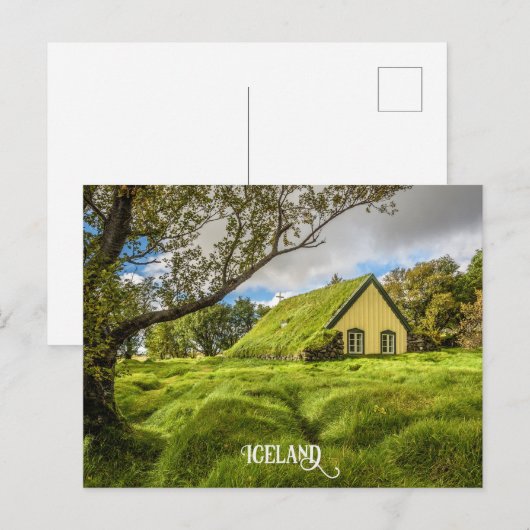 IJslandse Turfkerk Briefkaart (Voorkant / Achterkant)
