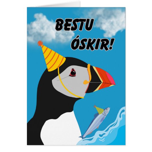 IJslandse Verjaardag Bestu Oskir Puffin (Voorkant)