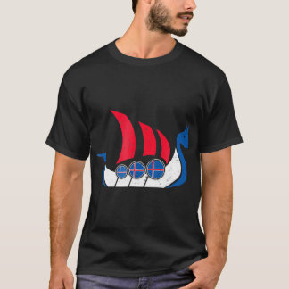 IJslandse Viking Ship T Shirt IJsland Vlag Dragon