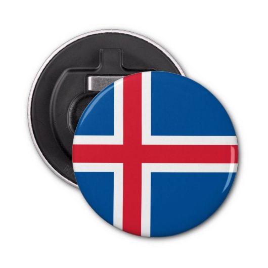 IJslandse vlag Button Flesopener (Voorkant)