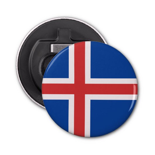 IJslandse vlag Button Flesopener (Voorkant)