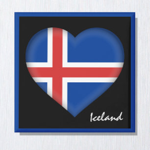 IJslandse vlag en hart, IJsland vakantie/sport Magneet