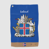 IJslandse vlag en IJsland, monogrammen/Golfhanddoe Golfhanddoek (Voorkant)