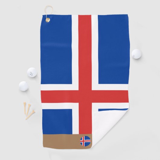 IJslandse vlag en IJsland, monogrammen/Golfhanddoe Golfhanddoek (Insitu)