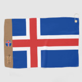 IJslandse vlag en IJsland, monogrammen/Golfhanddoe Golfhanddoek (Horizontaal)