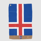 IJslandse vlag en IJsland, monogrammen/Golfhanddoe Golfhanddoek (Voorkant)