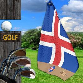 IJslandse vlag en IJsland, monogrammen/Golfhanddoe Golfhanddoek