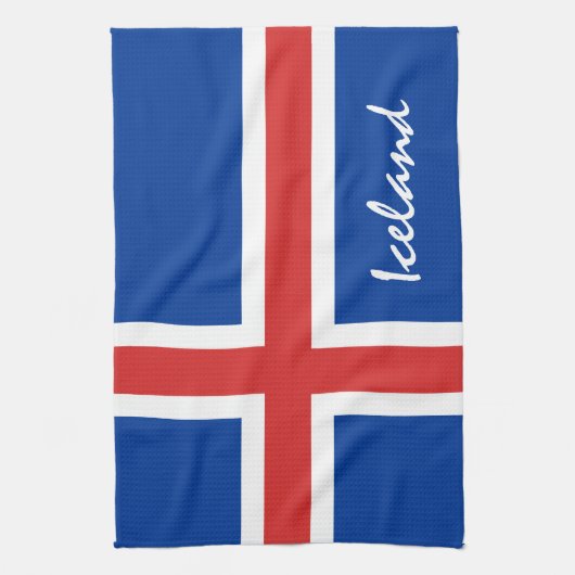 IJslandse vlag en IJslandse vakantie-/sportfans Theedoek (Verticaal)