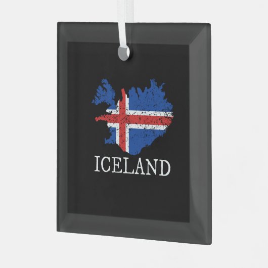 IJslandse vlag Glas Ornament (Voorkant links)