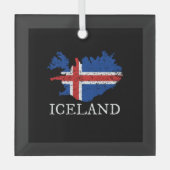 IJslandse vlag Glas Ornament (Voorkant)