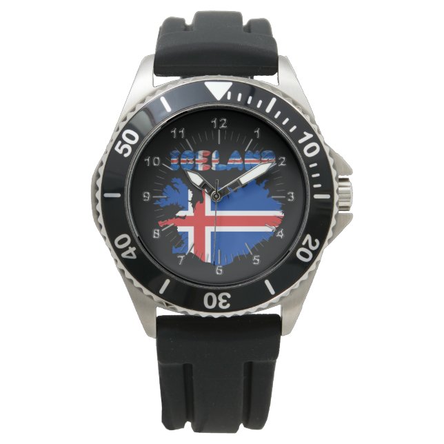 IJslandse vlag Horloge (Voorkant)
