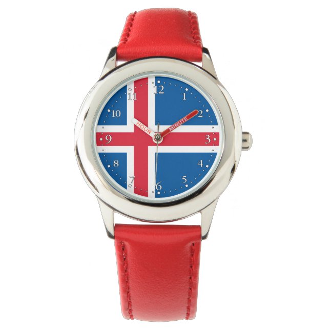 IJslandse vlag Horloge (Voorkant)