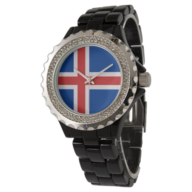 IJslandse vlag Horloge (Gekanteld)
