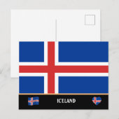 IJslandse Vlag & IJsland land reizen / IJsland Briefkaart (Voorkant / Achterkant)