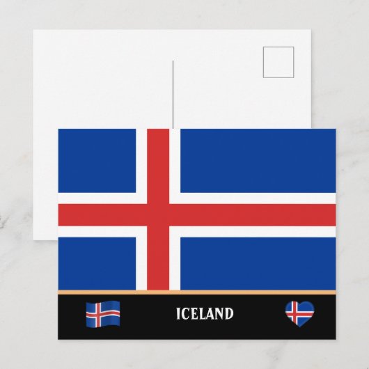 IJslandse Vlag & IJsland land reizen / IJsland Briefkaart (Voorkant / Achterkant)