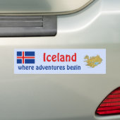 IJslandse vlag + Kaart Bumpersticker (Op auto)