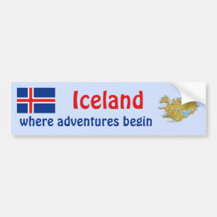 IJslandse vlag + Kaart Bumpersticker