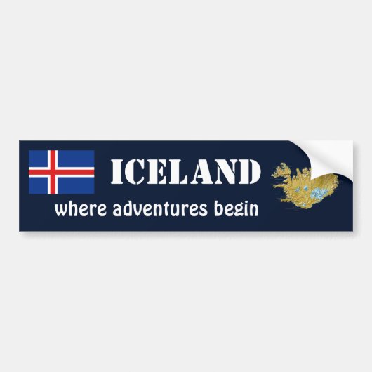 IJslandse vlag + Kaart Bumpersticker (Voorkant)