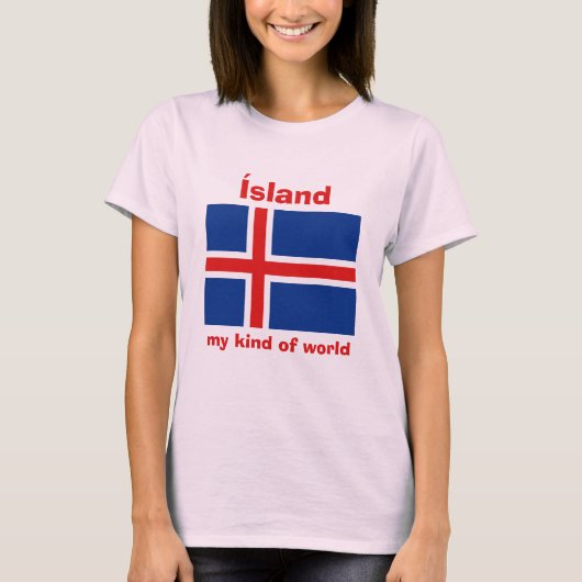IJslandse vlag + kaart + tekst T-shirt (Voorkant)