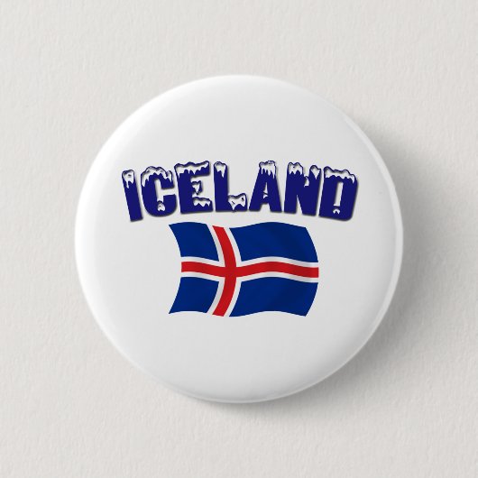 IJslandse vlag (m/inscriptie) Ronde Button 5,7 Cm (Voorkant)